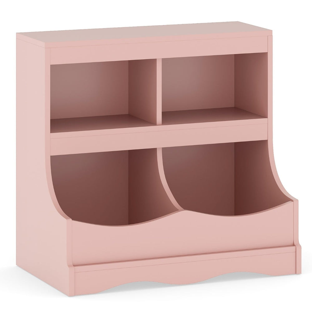 Multi-Bin Toy Storage Cabinet for Children's Room and Playroom-Pink
