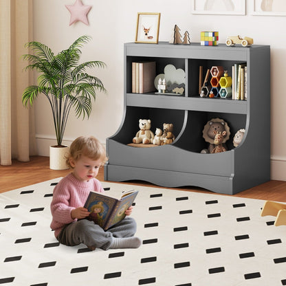 Multi-Bin Toy Storage Cabinet for Children's Room and Playroom-Grey