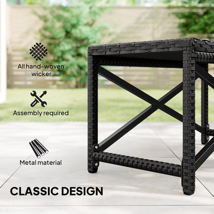 Outsunny Outdoor Coffee Table Side Table with X-Shape Frame for Patio, Balcony, Black