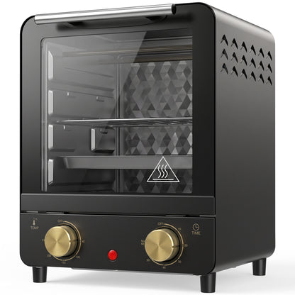 HOMCOM Mini Oven, 15 L Electric Oven and Grill w/ 60-230℃ Adjustable Temperature, 60 Minute Timer, Includes Baking Tray, Black