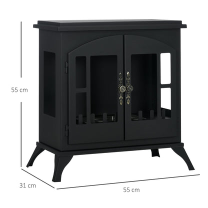 HOMCOM Bioethanol Stove Freestanding Medium-Large 3H Burning Stainless Steel Flame Snuffer for Living Room Black
