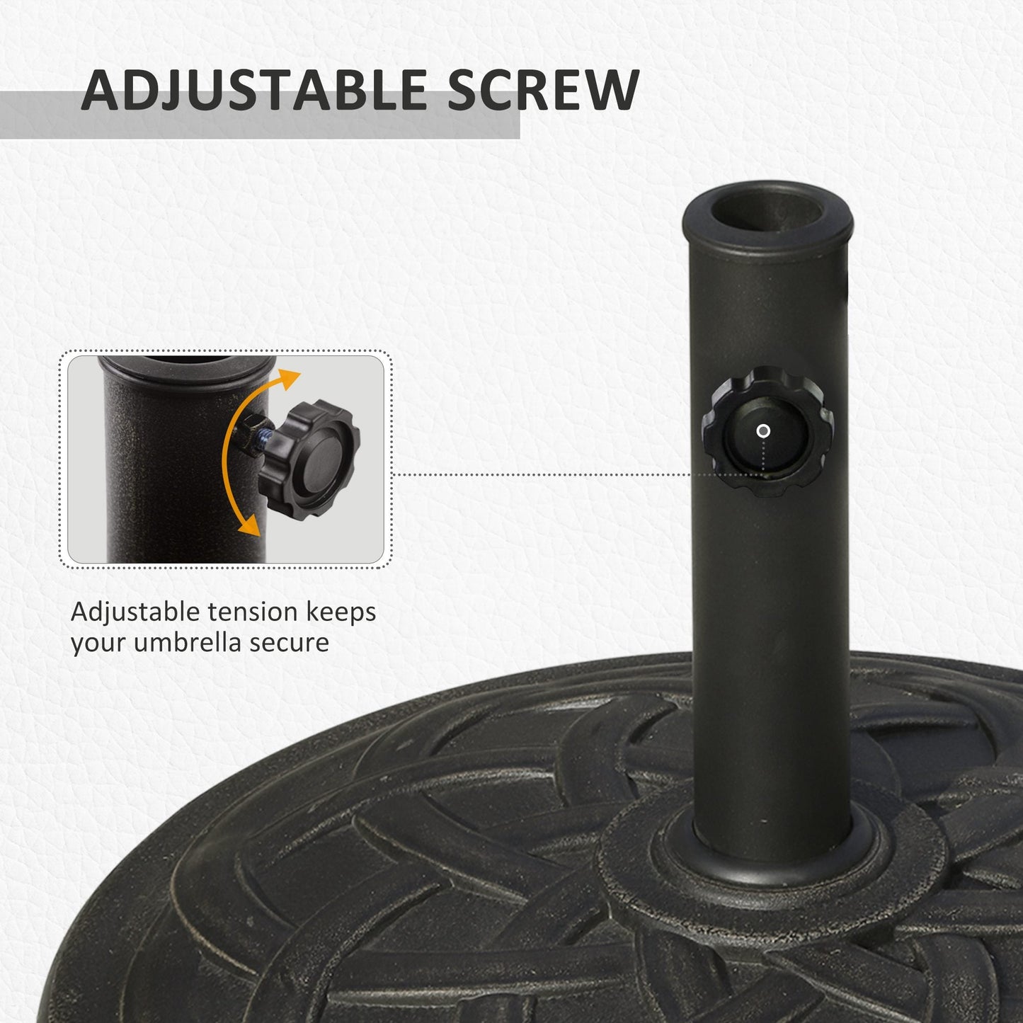 Outsunny 19KG Resin Umbrella Base Garden Parasol Base Stand Round Sun Shade Holder Suitable For Pole Between Î¦38mm to Î¦48mm