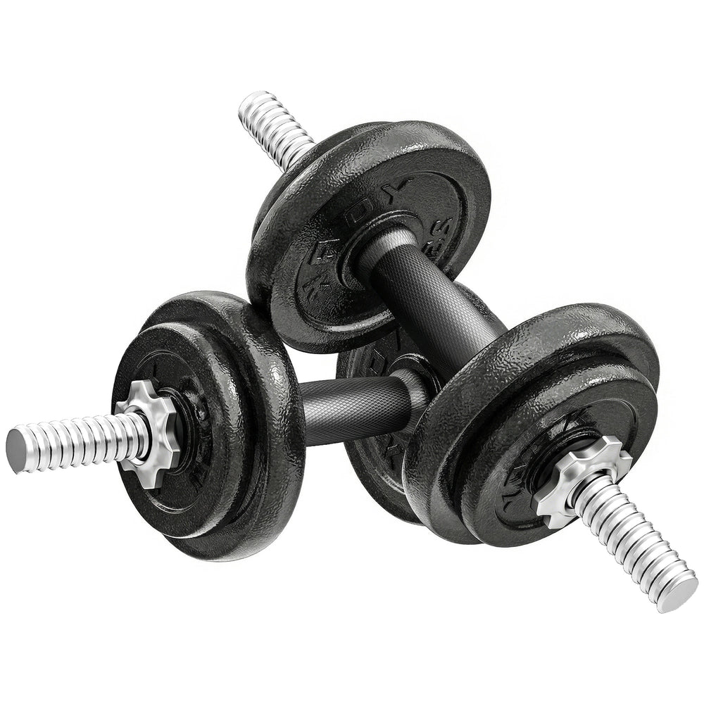 SPORTNOW 2-in-1 Adjustable Dumbbells Set, 20kg Cast Iron Weights Dumbbells Set with Non-Slip Grip for Strength Training, Weight Lifting, Bodybuilding, Home Gym Workout Equipment for Men & Women