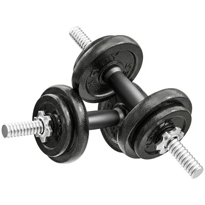 SPORTNOW 2-in-1 Adjustable Dumbbells Set, 20kg Cast Iron Weights Dumbbells Set with Non-Slip Grip for Strength Training, Weight Lifting, Bodybuilding, Home Gym Workout Equipment for Men & Women