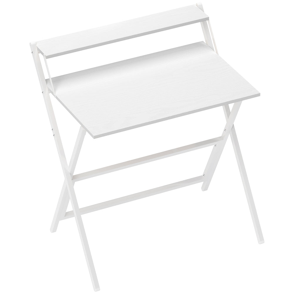 HOMCOM 81.5 cm Folding Computer Desk with Monitor Shelf - White