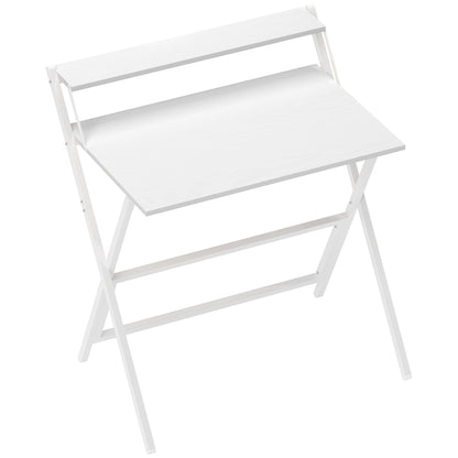 HOMCOM 81.5 cm Folding Computer Desk with Monitor Shelf - White