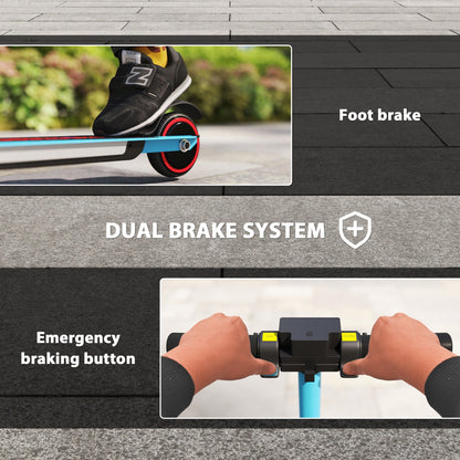 SPORTNOW Folding Electric Scooter for Kids, with Dual Brakes, Front Suspension, LED Colourful Lights, Blue