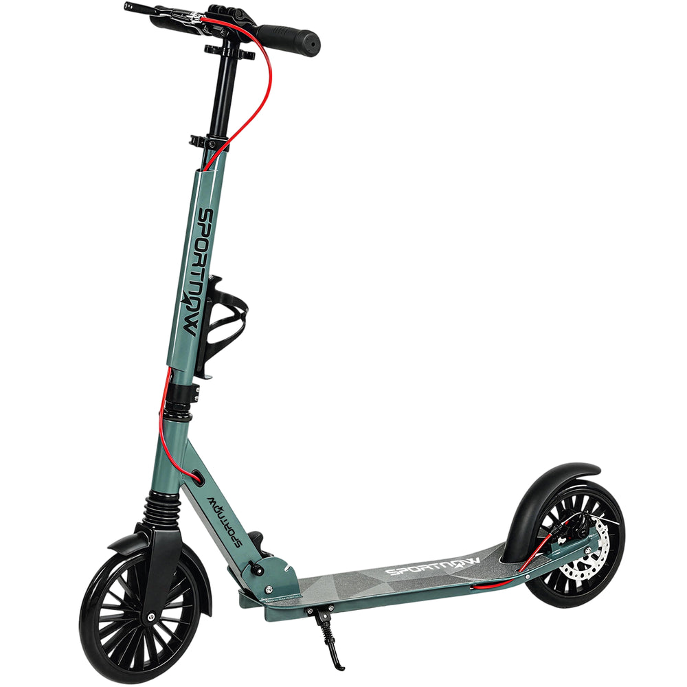 SPORTNOW Foldable Kick Scooter with Height Adjustable Handlebar, One-click Folding Adult Scooters with 200 mm Big Wheels, Silver Tone
