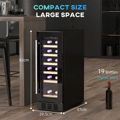 HOMCOM 19 Bottle 5-18â Wooden Rack Wine Fridge - Black