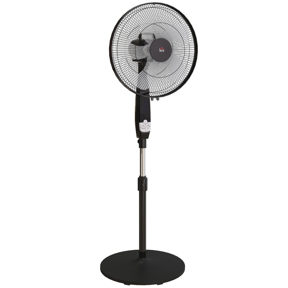 HOMCOM 40 cm Pedestal Standing Floor Fan, Oscillation Cooling Fan with Remote Control, Black