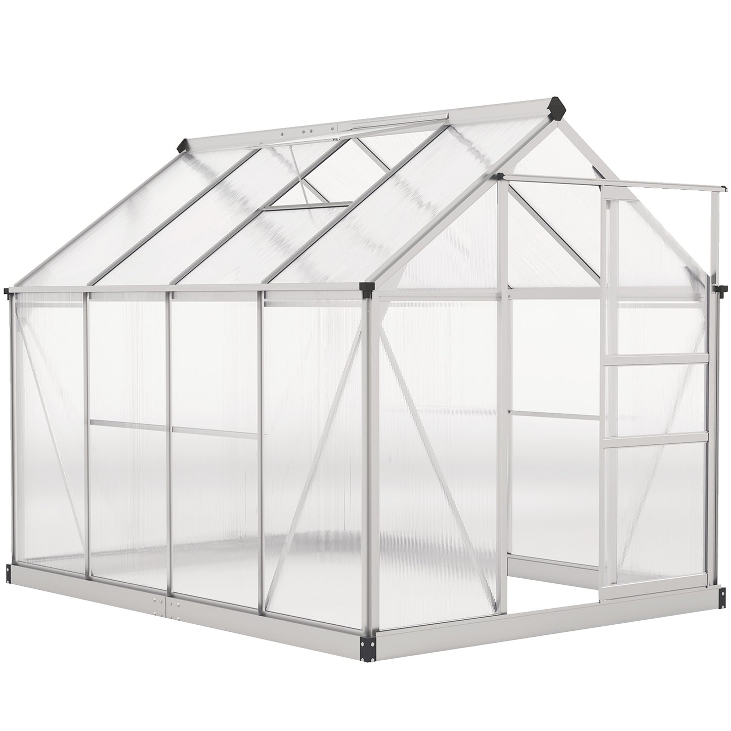 Outsunny 6 x 8ft Walk-In Greenhouse, with Sliding Door - Clear