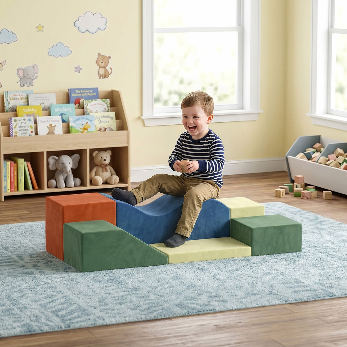 AIYAPLAY Kids Soft Play Set, 6PCS Foam Climbing Blocks with Non-Slip Base, Indoor Soft Playground for Climbing and Crawling