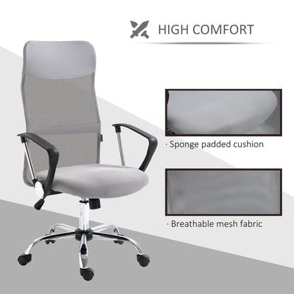 Vinsetto Ergonomic Office Chair Mesh Chair with Adjustable Height Tilt Function Light Grey