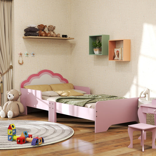 ZONEKIZ Toddler Bed Frame, Princess Bed for Kids, Cloud-Design, 143 x 74 x 55cm - Pink