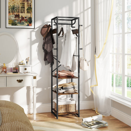 HOMCOM Multi-Storage Clothes Rack - Brown/Black