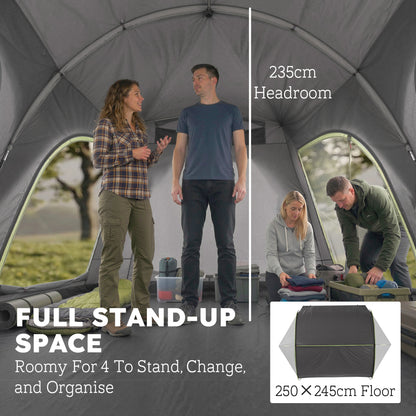 Outsunny Car Tent with 2.35m Stand-Up Height, 3000mm Waterproof Tailgate Tent with Mesh Windows for Family Camping Travelling