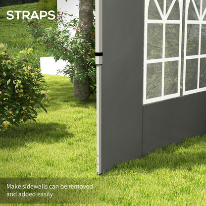 Outsunny Gazebo Side Panels, Sides Replacement with Window for 3x3(m) or 3x4m Pop Up Gazebo, 2 Pack, Dark Grey