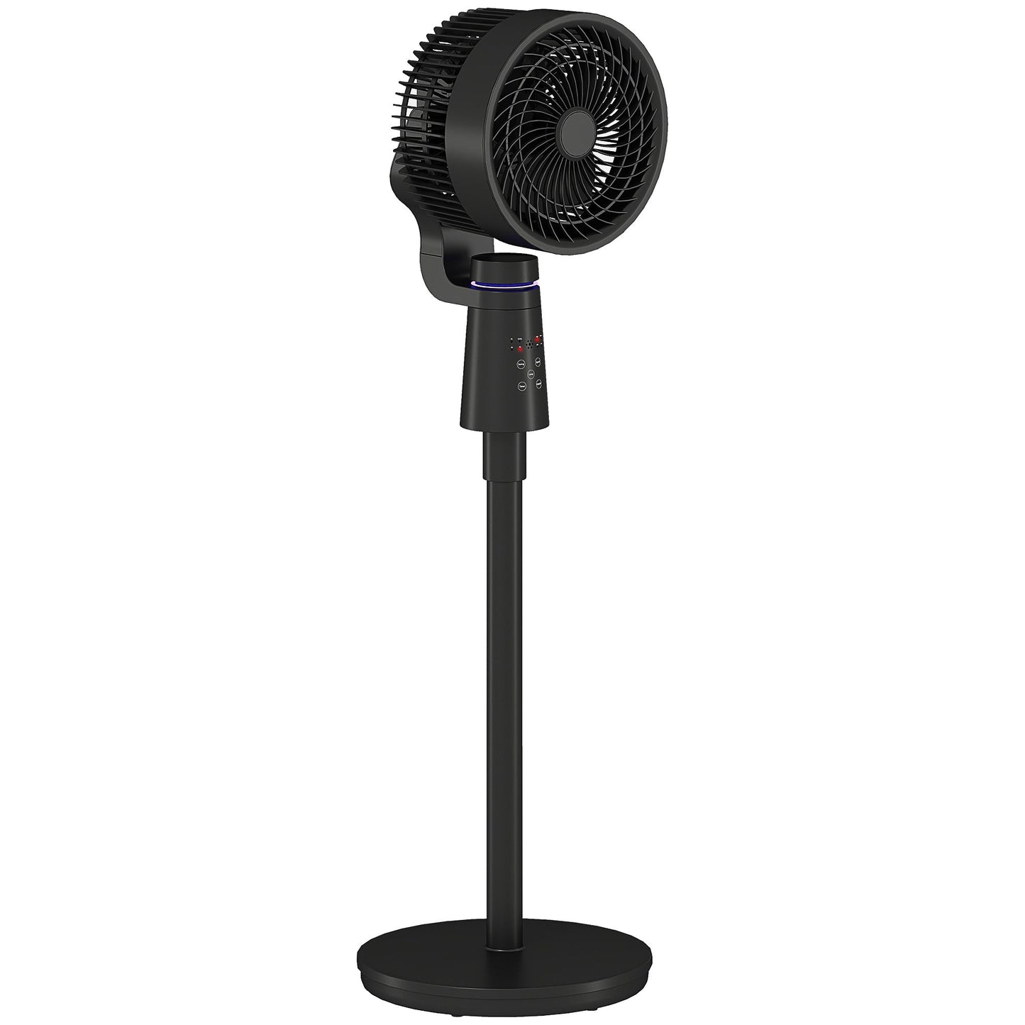 HOMCOM Pedestal Air Circulation Fan with Oscillating, Light Off, Black