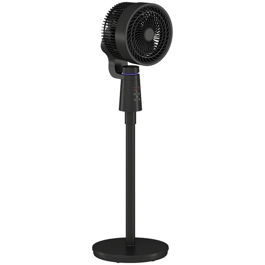 HOMCOM Pedestal Air Circulation Fan with Oscillating, Light Off, Black