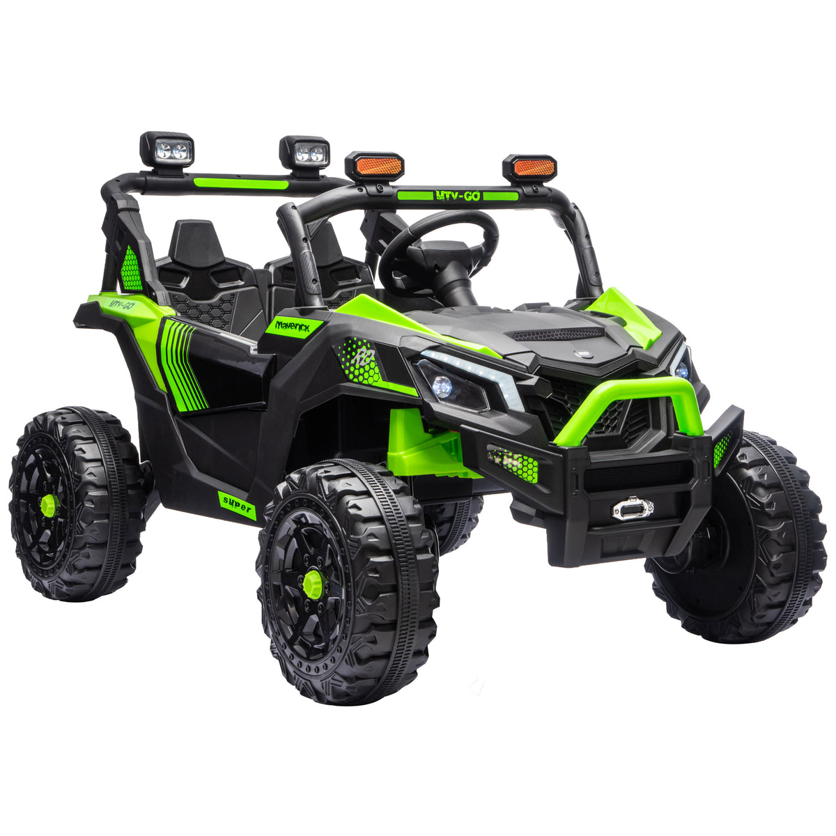 AIYAPLAY 24V 2 Seater Ride On Truck Car for Big Kids with Remote Control, Dual Motors, 4-Wheel Suspension for Ages 3-8, Green