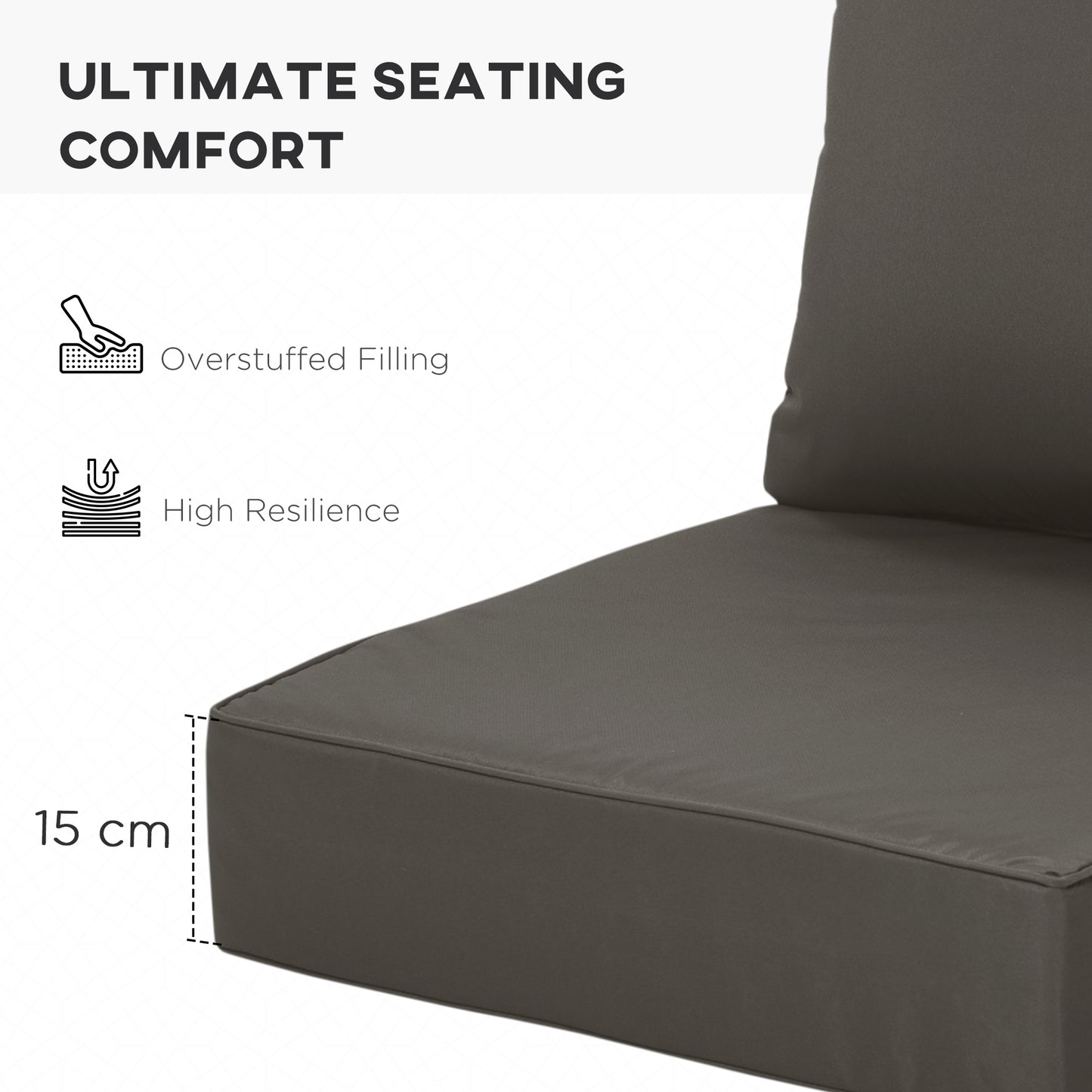 Outsunny Outdoor Seat and Back Cushion Set Patio Deep Seating Chair Replacement Cushion