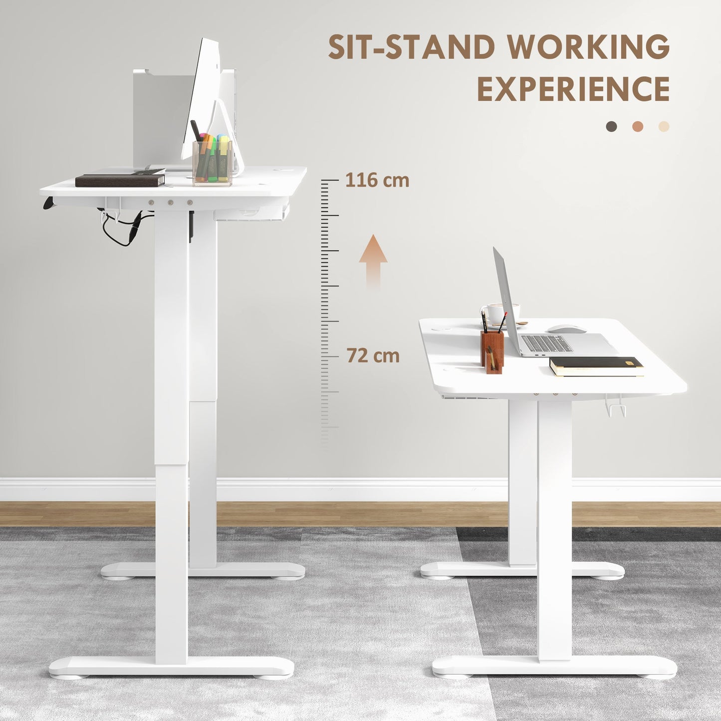 Vinsetto Electric Desk, Height Adjustable Standing Desk with 3 Memory Settings, Collision Avoidance and Overheat Protection