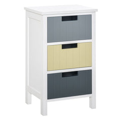 HOMCOM 3 Drawer Storage Tower, Dresser Chest with Wood Top, Organiser Unit for Closets Bedroom Nursery Room Hallway