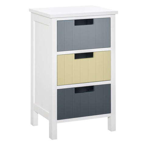 HOMCOM 3 Drawer Storage Tower, Dresser Chest with Wood Top, Organiser Unit for Closets Bedroom Nursery Room Hallway