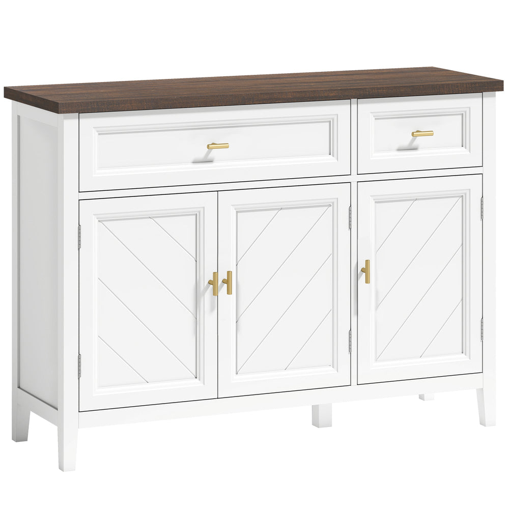 HOMCOM Modern Sideboard with 3 Doors, 2 Drawers and Adjustable Shelves, White