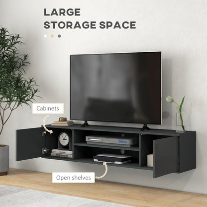 HOMCOM Floating TV Stand Cabinet for TVs up to 60", Wall Mounted TV Unit, Grey