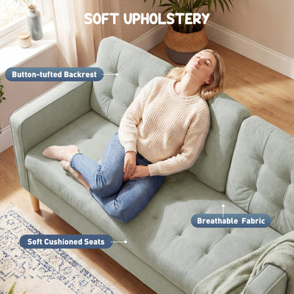 HOMCOM 3 Seater Sofa, 169cm Couch with Hidden Storage, Wood Legs, Light Grey