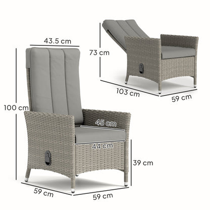 Outsunny 105√Ç¬∞-150 Reclining Rattan Chair - Grey