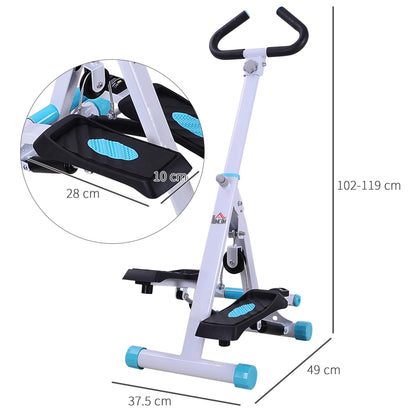 HOMCOM Stepper w/ Handle Hand Grip Workout Fitness Machine For Fitness Aerobic Exercise Home Gym White