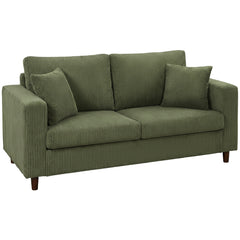 HOMCOM Loveseat Sofa with Wide Seat, Corduroy 2 Seater Couch with Deep Seat, Spring Cushion, Green