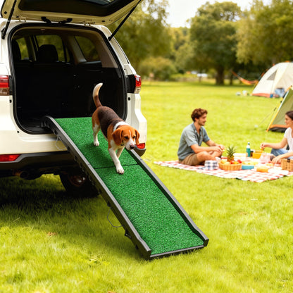 PawHut Foldable Dog Ramp with Artificial Anti-slip Surface, Portable & Lightweight, for Cars, Home, 155 x 38.5 x 15.5 cm