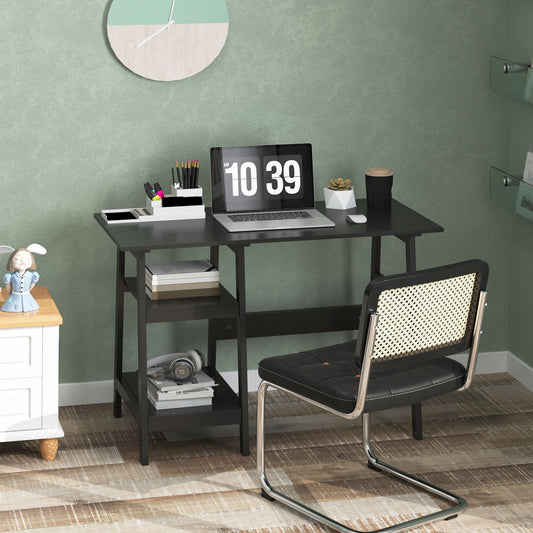 HOMCOM Compact Computer Desk with Storage Shelves, Study Table with Bookshelf, PC Table Workstation for Home Office, Study, Easy Assembly, 106 x 51cm, Black