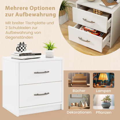 2 Drawer Nightstand with Storage for Living Room-White