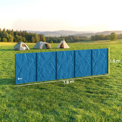 Outsunny Camping Windbreak, Foldable Portable Wind Blocker w/ Carry Bag and Steel Poles, 780cm x 150cm