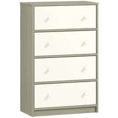HOMCOM Chest of Drawers, Dresser with 4 Fabric Drawers - White and Grey