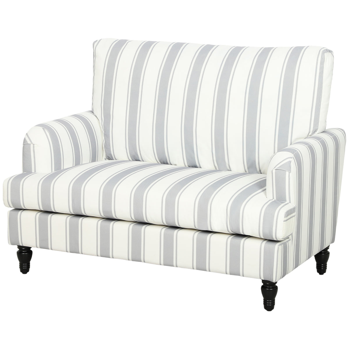 HOMCOM Velvet Single Sofa Armchair, Modern Accent Chair with Stripes, Turned Legs and Wide Seat, Grey