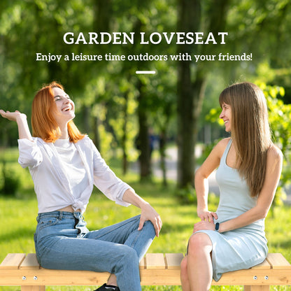 Outsunny 1 Piece 2-seater Outdoor Indoor Wooden Garden Bench Fir Patio Loveseat, 110L x 38W x 35Hcm, Natural