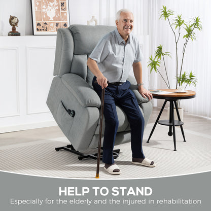HOMCOM Eight-Point Massage Electric Lift Chair - Light Grey