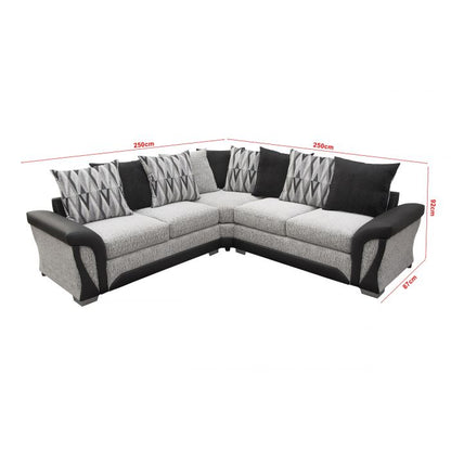 Ferol Fabric Larger Corner Sofa - Black/Grey