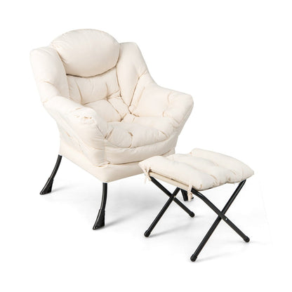 Lazy Chair with Ottoman-Beige