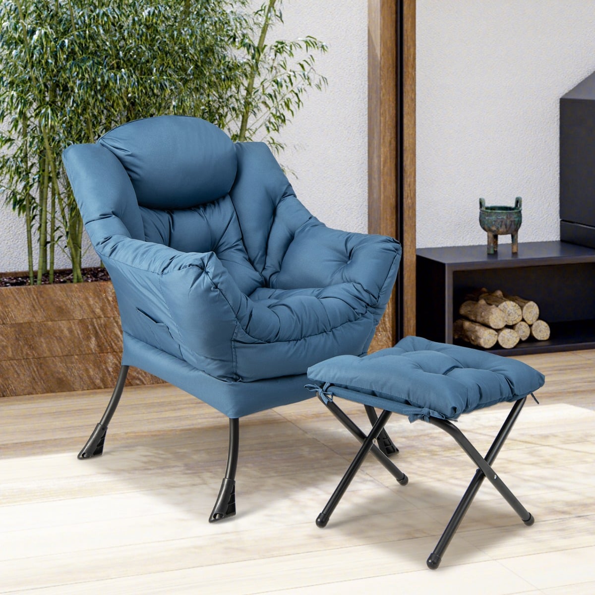 Lazy Chair with Ottoman-Navy