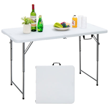 120cm Portable Bi-fold Camping Table with 3-Level Height Adjustment & 150kg Load Capacity