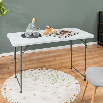 120cm Portable Bi-fold Camping Table with 3-Level Height Adjustment & 150kg Load Capacity