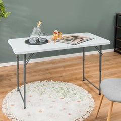 120cm Portable Bi-fold Camping Table with 3-Level Height Adjustment & 150kg Load Capacity