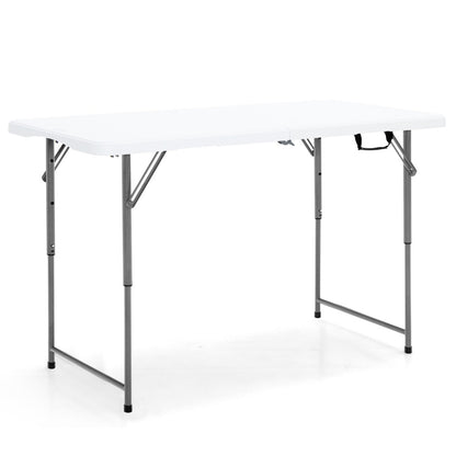 120cm Portable Bi-fold Camping Table with 3-Level Height Adjustment & 150kg Load Capacity