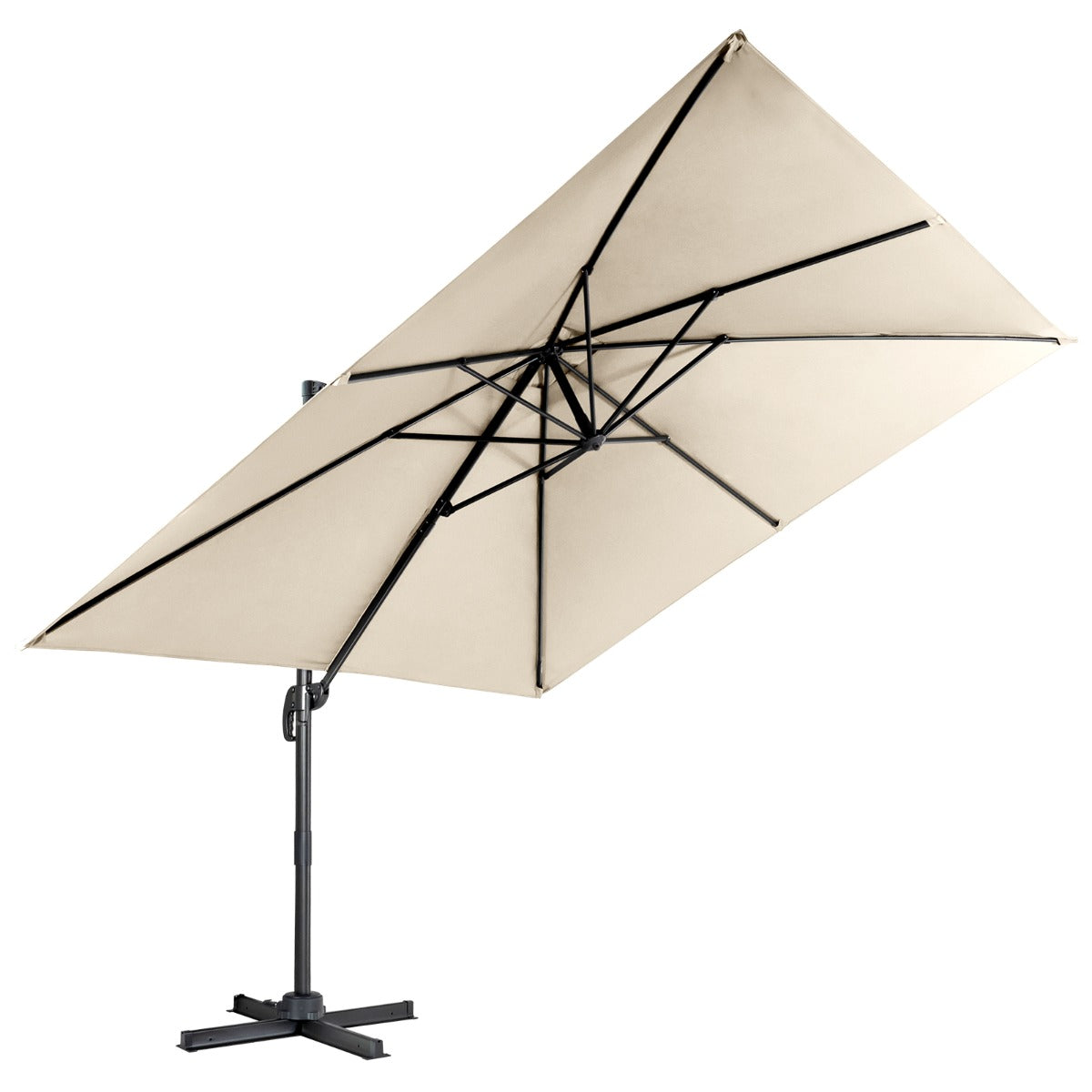 Parasol with 3 tilt settings for gardens terraces cafes 300 x 300 x 273 cm Beige
